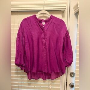 Purple bubble sleeve top
